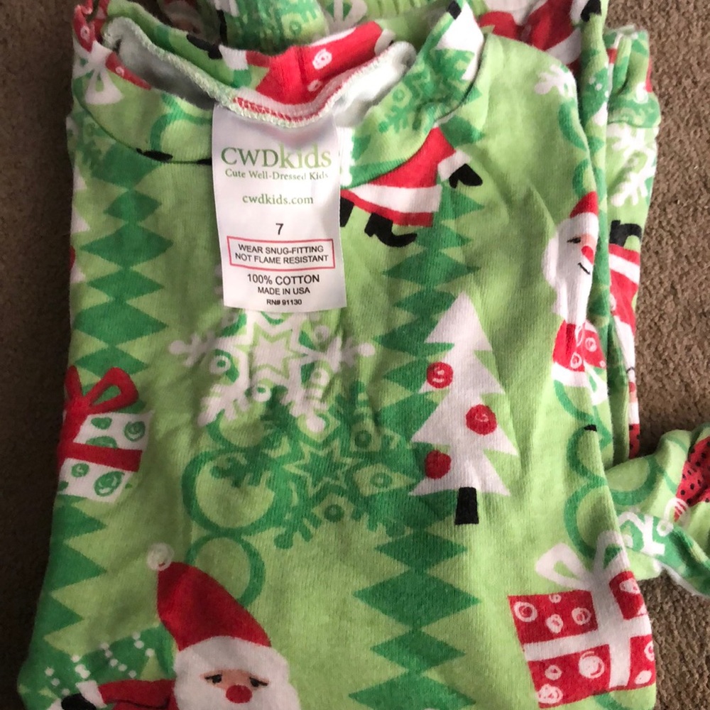 CWD kids size 7 100% cotton long sleeve pajama set with pants